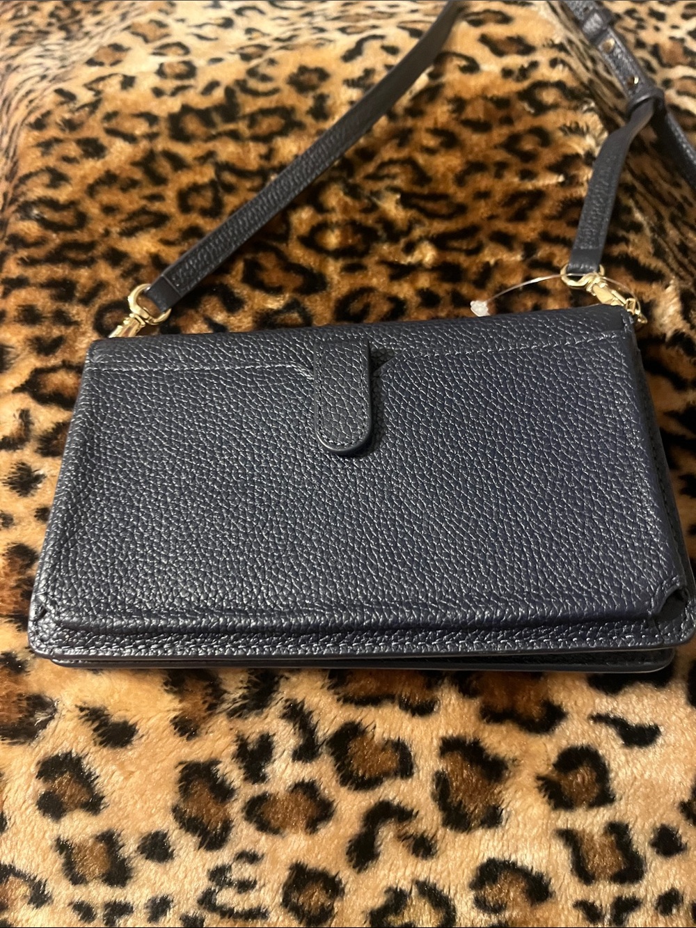 Michael Kors Black Pebbled Leather Crossbody with Gold MK Logo - Picture 2 of 9